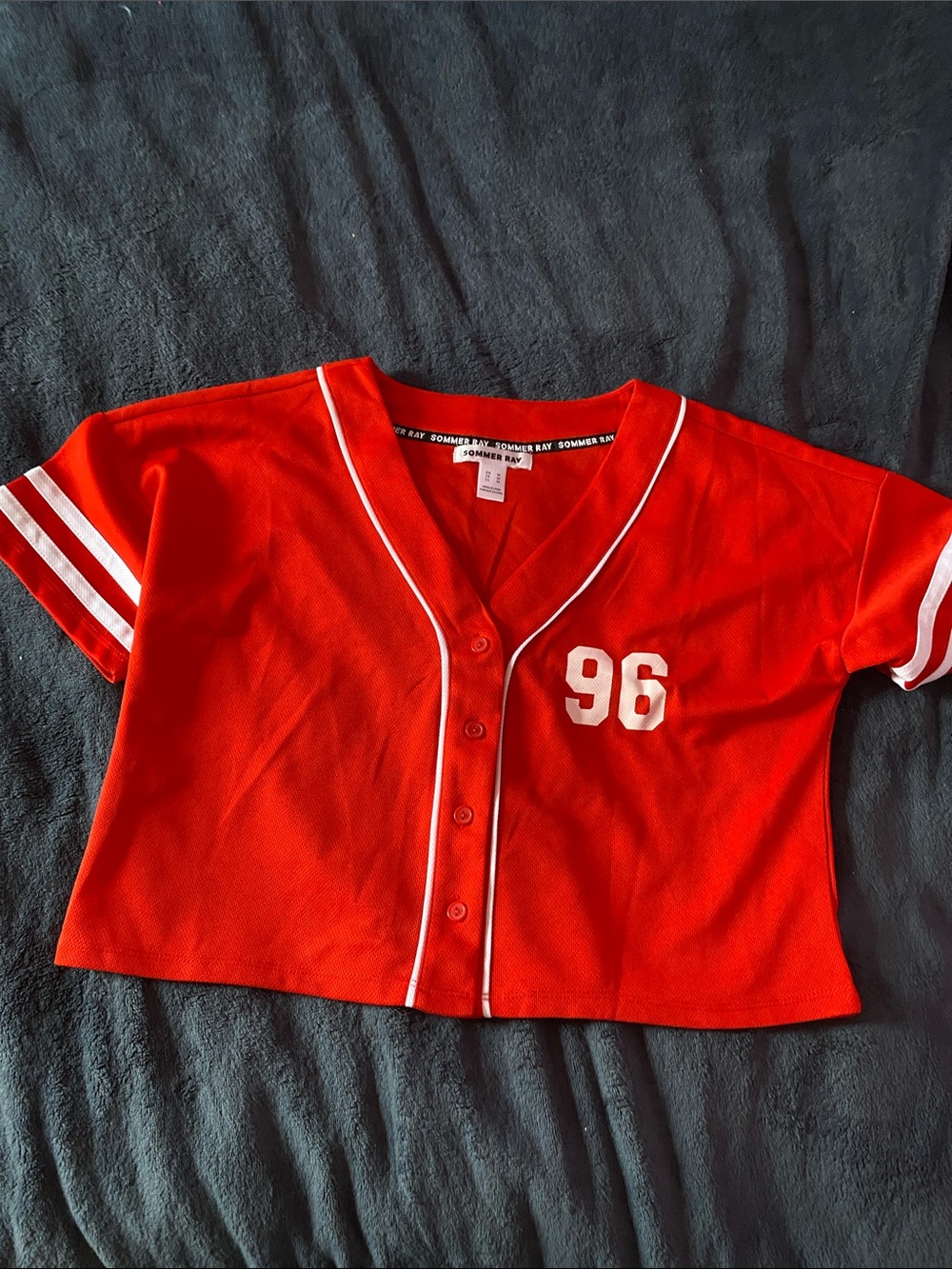 Red cropped baseball jersey